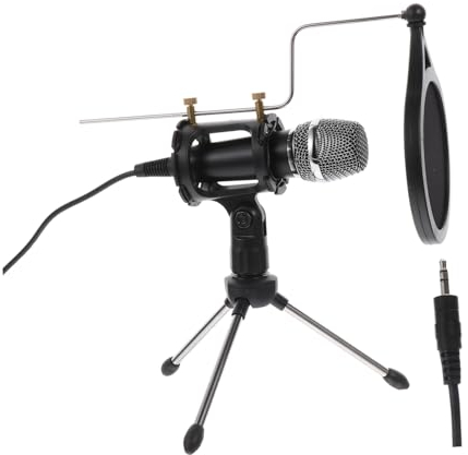 SAFIGLE 1satz Aufnahme-mikrofon Und Stativ Für Handy Und Computer Schwarz Für Online-kurse Live-übertragungen Und Gesang Langlebiges Material Inkl Mikrofonabdeckung Und