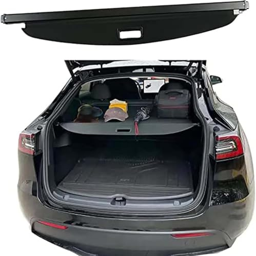 WBWBB Tablette de Colis Coffre Arrière Rétractable de Voiture pour Tesla Model Y 2020-2023, Noir Housse Colis Cargo Coque Cache-Bagages Couverture