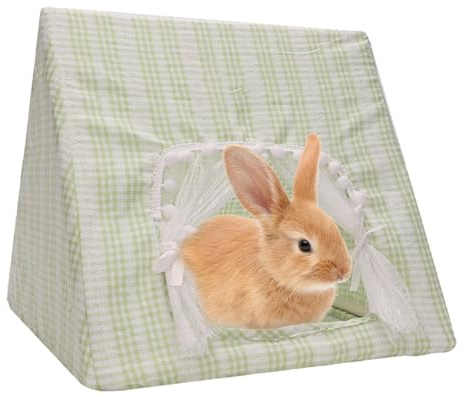 Maison de Lapin, Maison de Chinchilla - Tente Triangulaire Douce pour Furet Vert et Blanc - Accessoires pour Cage