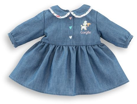 Corolle 9000141710 - Dockkläder Jeansklänning, 36cm - Passar alla 36 cm Dockor, Från 18 månader