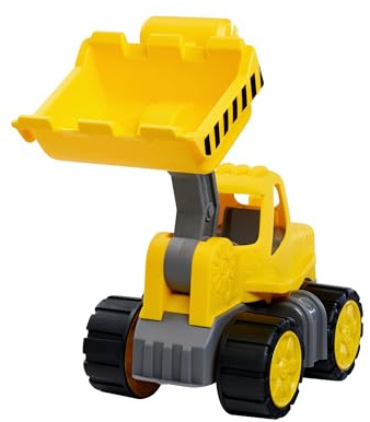 Big Power Worker Classic Wheel Loader (21 cm) with Soft Material Tyres - Toy Car Ideal for On The Go Movable Shovel with Handle for Children from 2 Years, Yellow