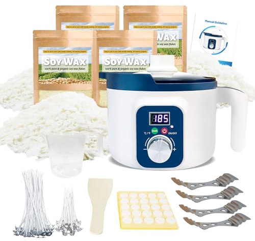 Handnatur Soy Candle Making Kit with Digital Wax Melter, Natural 1.8kg Soy Wax for Wax Melting Kit, Candle Making Supplies Fast