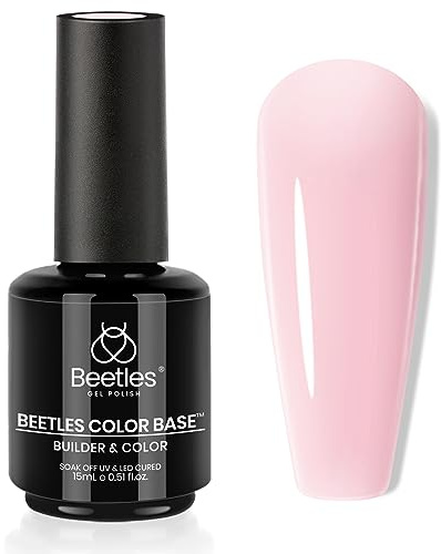 Beetles Gel Nagellack 15ml Rosa, 3 in 1 Farbe Unterlack Uv LED Lampe Erforderlich Gummi Unterlack UV Gel Nagellack für Nägel, Color Base Coat Nacktes Rosa