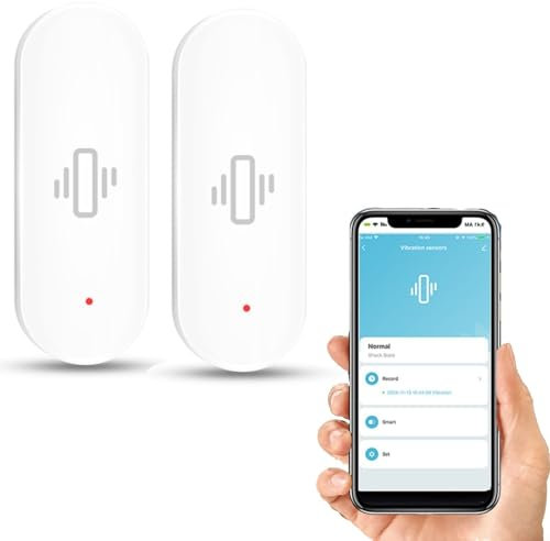 2 sensores de vibración WiFi para sensor de vibración Tuya Smart - Detección para Zigbee para Smartlife - Notificación en tiempo real - Sistema de seguridad - Hogar inteligente