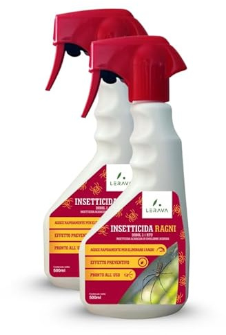 LERAVA® Insetticida Ragni [Azione Rapida] - Agisce Rapidamente per Eliminare i Ragni - Pronto all'Uso per Interno ed Esterno - Protezione Efficace Contro Ragnatele e Insetti - Spray ragni 1000ml