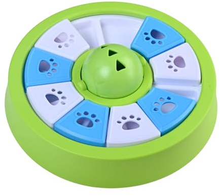 Kaiyzo Gamelle Puzzle Chien, Gamelle Anti Glouton avec 10 Compartiments et 8 Couvercles Amovibles, Jeu Intelligence Chien Interactif avec Balle Centrale Sonore, Bol Lent PP Rond, Vert