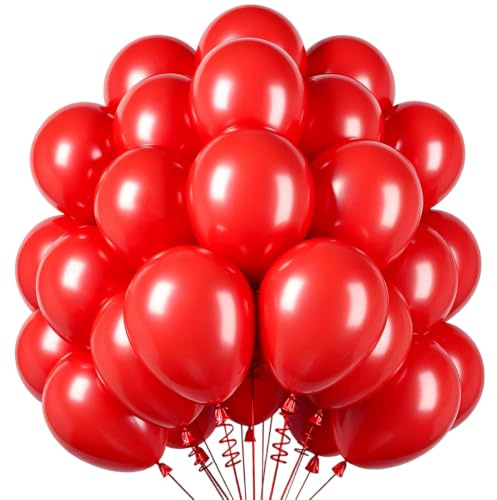 BlooMoo ballonger röda, 50 stycken matt röda latexballonger, heliumballonger för födelsedag bröllop JGA examen babyparty ungdomshorn partydekorationer 30 cm