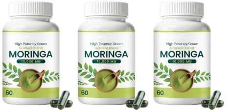 Moringa bladextrakt 1000mg - grönt rent ekologiskt (60 antal) | Pure Moringa Leaf Powder ，Single Origin, Energy & Immune Support - för alla