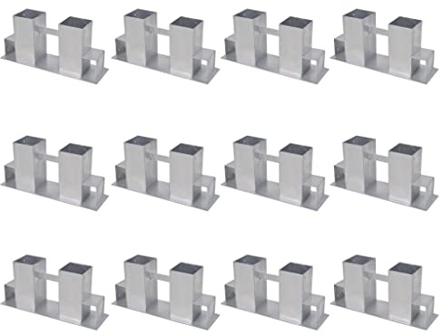 LoogCape Soporte apilable de madera, 12 unidades, acero plateado, concepto de almacenamiento para chimenea, horno, hoguera, estufa de suecos, estufa de pellets, duradero, resistente a la intemperie