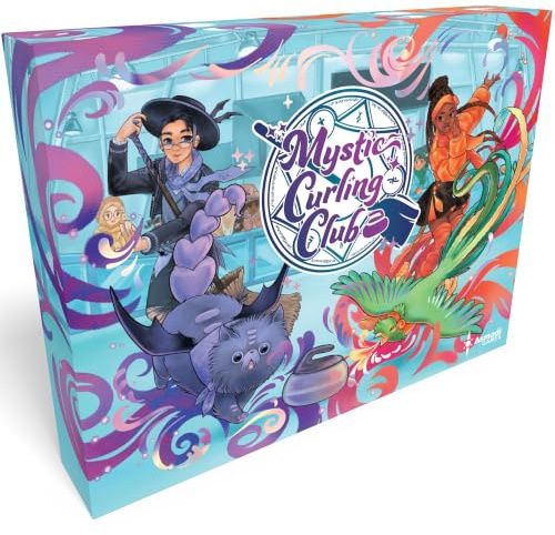 Asmadi Games: Mystic Curling Club - Tabletop Dice Game, Magical Spin On The Classic Sport, d12 Stones, Witch & Familiar Teams, Age 10+, 2-5 Player