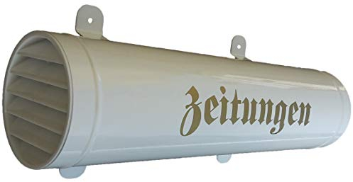 Naturholz-Schreinermeister Zeitungsrolle aus stabilen Metall Zeitungsfach Weiß Weiss mit Verschlussgitter Zeitungsbox