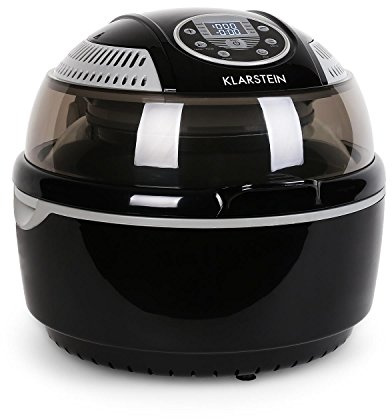 Klarstein VitAir - friggitrice ad aria, 14 Watt, camera cottura 9 L, grill, tostatura, riscaldatore alogeno a infrarossi, programmi automatici, display LCD, strato antiaderente, nero