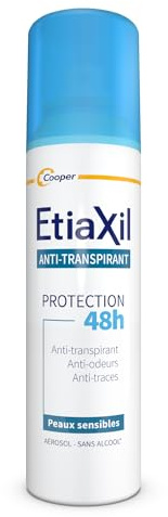 ETIAXIL - Antiperspirant - måttlig svettning - 48 timmars skydd - Armhålor - lämplig för känslig hud - aerosol - tillverkad i Frankrike - 150 ml
