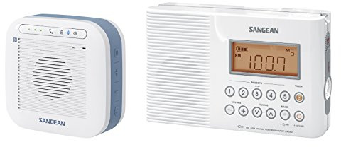 Sangean H201P Am/FM/WX H201P Radio de Ducha Impermeable y Altavoz Bluetooth