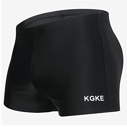 K898 Men's Square Leg Swimming Jammer Shorts UPF50+,Men Swimsuit Swim Jammers Fabric Shape Retention (Black Shorts Square,2XL)