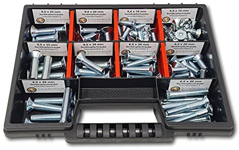 Senkkopfschrauben Sortiment M6-M8 // 10mm-40mm 105 tlg. Schraubenbox DIN 7991 ISO 10642