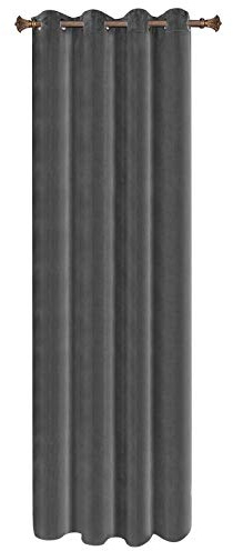WOLTU 1 st mörkläggande gardin med öljetter sammetsgardiner 300 g/m² Fallet tungt termiskt fönster, 140 x 245 cm mörkgrå VH6067gr