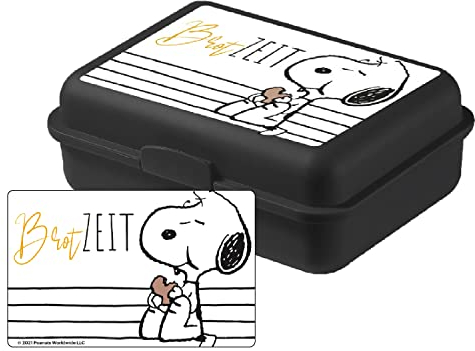 United Labels Peanuts - Snoopy Brotzeit Brotdose Lunchbox Butterbrotdose mit Trennwand Schwarz