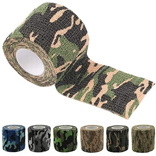 ZESLIV 5 Rotoli Bendaggio Coesivo 5cmx4,5m Benda Elastica Coesiva Bendaggio Adesivo Elastico Adesivo Benda Mimetica Per Caccia Camuffamento Autoadesivo della bicicletta