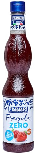 Fabbri Sirope de Fresa Zero 560ml, Sin gluten, sin azúcares añadidos, tapón antigoteo, menos de 3 calorías por bebida de 100 ml. Ideal para: cócteles, polos, postres y bebidas refrescantes.