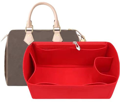 Lckaey Insertos de bolso para Speedy 30, organizador para bolsa de monograma, inserto protector de bolsa de mano y protector de bolsa de mano, inserto organizador 1083rojo-L