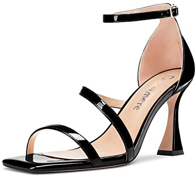 Castamere Femmes Haut High Talon Heel Ouvert Bout Sandales Lanières Cheville Mariage Danse Dress 8.5 CM Heels