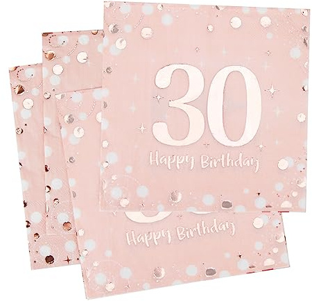 30 servetter 30 år, cocktailservetter, 3-lagers födelsedagsdekorerade pappersservetter, 30 års födelsedagsservetter för födelsedagsfest pojke flicka, 33 x 33 cm