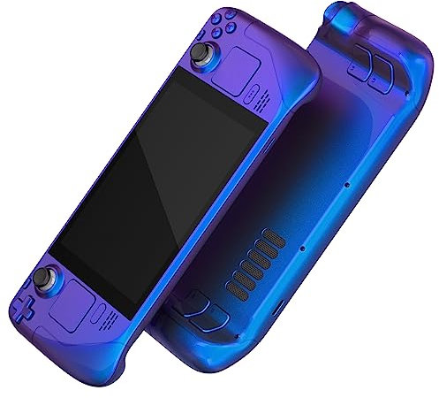eXtremeRate Ersatz Front/Rückplatte&Tasten Set für Steam Deck, DIY-Full Case Gehäuse/Trigger D-Pad ABXY Trackpad Back Buttons Zubehör für Steam Deck LCD Console(Lila Blau)–KEIN Konsole