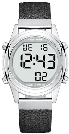 Hearkent Orologio parlante digitale da donna, con numeri grandi, per anziani o non vedenti, Nero , Classico
