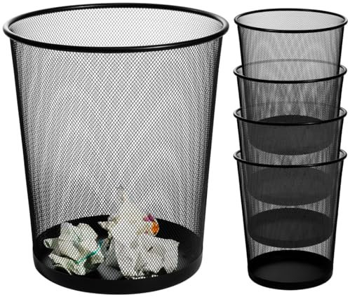 Danieli - Cestino Gettacarte in Rete Metallica per Ufficio e Scrivania. Pattumiera con Rete Nera per Arredamento Interno. Cestino Nero da 15 L Perfetto per Arredo Interno. Kit da 5 Unità.