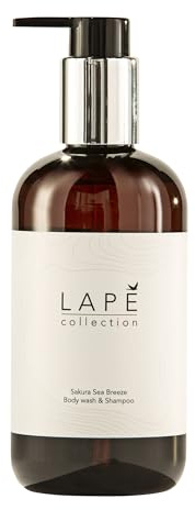 LAPE Earth Collection Sakura Sea Breeze Duschgel & Shampoo für Männer und Frauen, hautschonend, erfrischend und belebend 8 x 0,3 L Flasche, Earth Edition