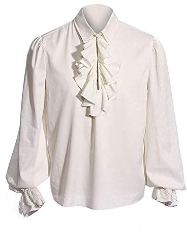 Runcati Chemise médiévale à volants pour homme - Manches longues - Costume gothique - Renaissance victorienne - Viking - Cosplay