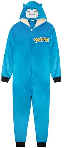 Pokemon Onesie for Men, Fleece All in One with Hood, Snorlax Cosy Loungewear Pyjamas Sleepsuit for Teens, Anime Gifts for Men (M, Blue Snorlax)