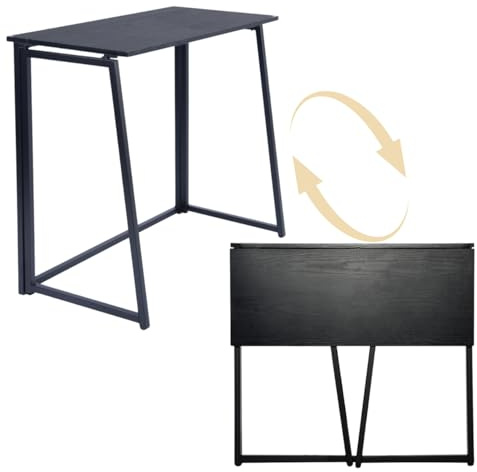FurnitureR Folding Desk Small Writing Table 80cm Computer Workstation Space Saving for Home Office Study Room, Black