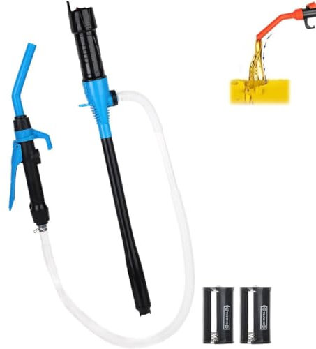 Tragbare elektrische Ölpumpe, Elektrische Transferpumpe, Benzinpumpe für Kanister Mit Düse, Batteriebetriebene Flüssigkeitstransferpumpe, Multifunktions-Pumpe für Kraftstoff, Öl, Wasser (Blau)