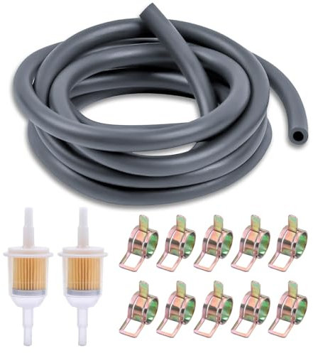 13 Motorrad Benzinschlauch Set: 2x 6mm/8mm Benzinfilter Inline Kraftstofffilter & 2x 2 M Kraftstoffschlauch Ölschlauch Dieselschlauch Benzinleitung & 10 Schlauchschellen für Motorrad Auto Rasenmäher