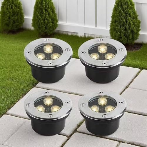 QICBYING Luces LED Sumergibles - Focos LED Ultrafinos, Iluminación Subacuática Empotrada De 3W, Luces De Paisaje De Suelo Impermeables IP68, Para Piscina, Jardín, Terraza(Blue,3W(DC12v))