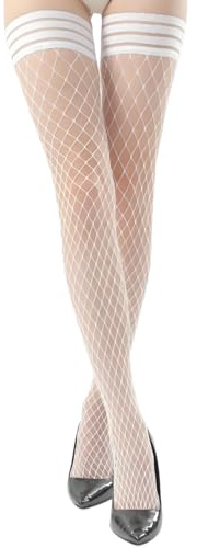 White Fishnet Tights Womens White Tights for Women Anti Skid Stockings for Women High Sexy Seamed Hold Ups Suspenders Belt Suitable WhitE Fishnets TightS for Womens