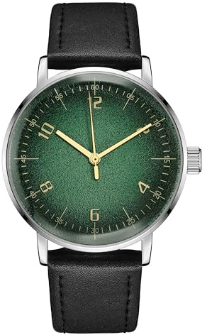 Boyarca Vintage mekanisk klocka med välvd glasklocka spegel och 40 mm fodral, avslappnad och minimalistisk manuell lindning mekanisk armbandsur för män och kvinnor
