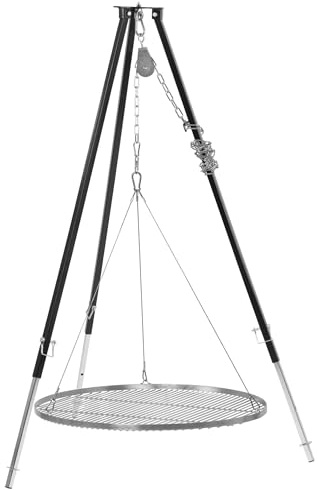 BBQ-Toro Griglia a tre zampe con diametro di 80 cm | 112-178 cm | nero | tre gambe per barbecue girevole | struttura in ferro a tre zampe | supporto per barbecue con griglia | griglia | griglia