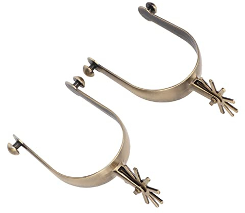 Kikumi Éperons de Cheval Spurs Cowboy Spurs en Alliage de Zinc de qualité Supérieure, Antirouille, Non Toxique, Design en Laiton Antique avec Engrenage Rotatif pour Hommes