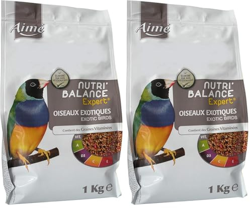 Aime Nourriture pour Oiseaux Exotiques, Nutri'Balance Expert, Menu Expert pour Oiseaux Exotiques, Sac de 1 Kg (Lot de 2)