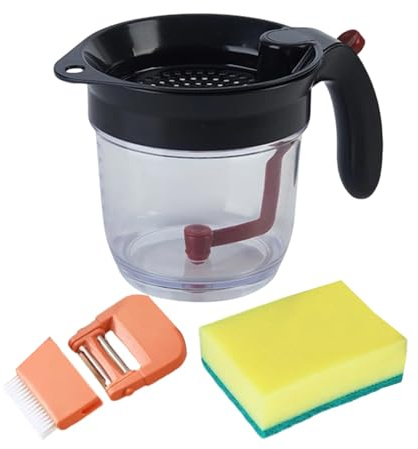 Grease Separator Jug, Ergonomic Kitchen Aid with Fine Strainer - Fat Separator for Soup and Sauce | For Housewives Fitness Nutrition Meals After Birth Housewarming Birthday