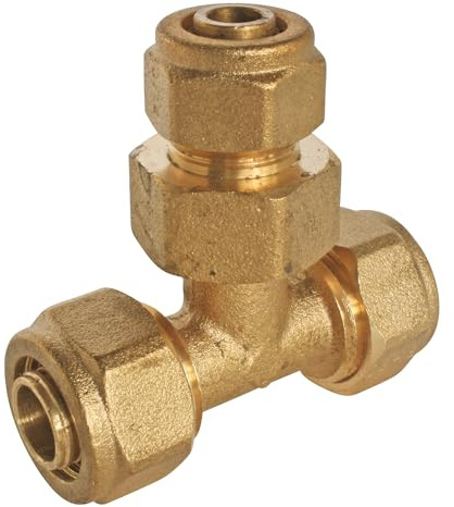 SOMATHERM FOR YOU, Raccord à compression té réduit PER Ø16-Ø12-Ø16, facile à installer, compatible avec tubes PER 12 et 16, pression max 10 bars, température de 5°C à 90°C
