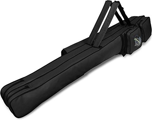 normani Kurze Allround Rutentasche 150 cm RodBox Double - 2 Fächer für 4 Steckruten und 5Fächer für Kescher und Vorfachmaterial Fächer für Kescher und Vorfachmaterial Farbe Schwarz