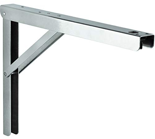 Gedotec Fällbar konsol 1 styck – hopfällbar konsol 400 mm – rostfritt stål – rostfri och syrabeständig – PROFI LINE vikvinkel med väggmontering – hopfällbar konsol – fällbart bord och