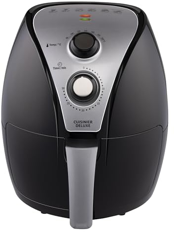 Cuisinier DeLuxe Heißluft-Fritteuse - 3,2 Liter - 1300-1500 Watt - Einstellbare Zeit- und Temperatursteuerung