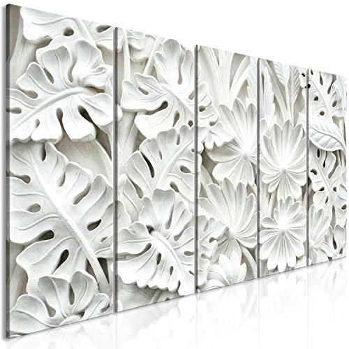 murando Cuadro Acústico 3D Efecto 225x90 cm espuma acústica absorbe el sonido aislamiento lienzo de 5 piezas Decoración de Pared Blätter Naturaleza b-B-0399-b-m