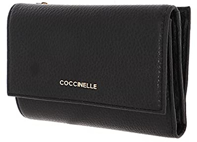 Coccinelle Leder Geldbörse Metallic Soft Wallet Grainy Leather Noir schwarz