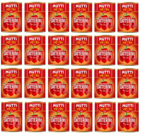 24x Mutti Pomodorini Datterini Kirschtomaten Datterini süßer Geschmack längliche Form italienisches Sauce Tomaten 400g Dose